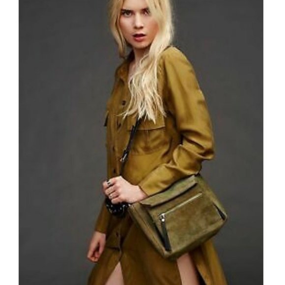 Free People Handbags - Free People Green Suede Cross Body Bag